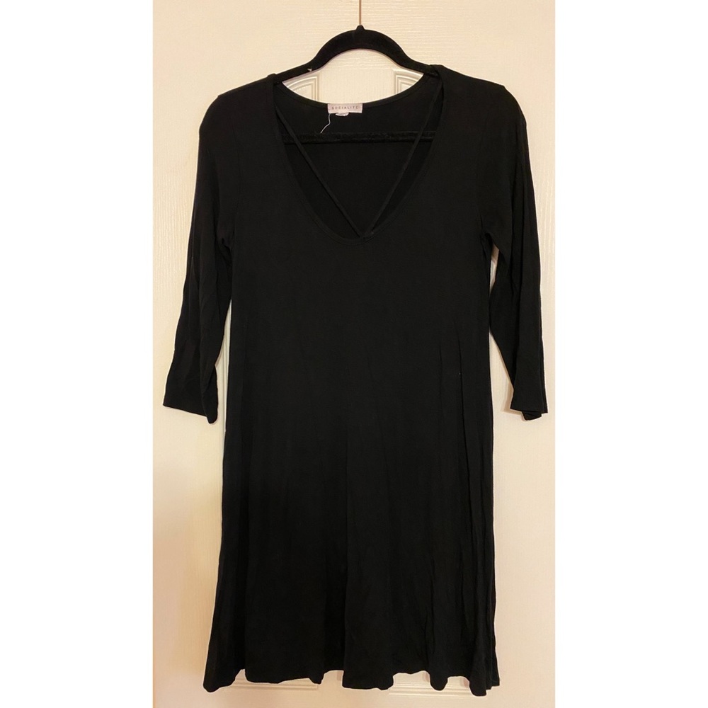 Socialite Black 3/4 sleeve dress